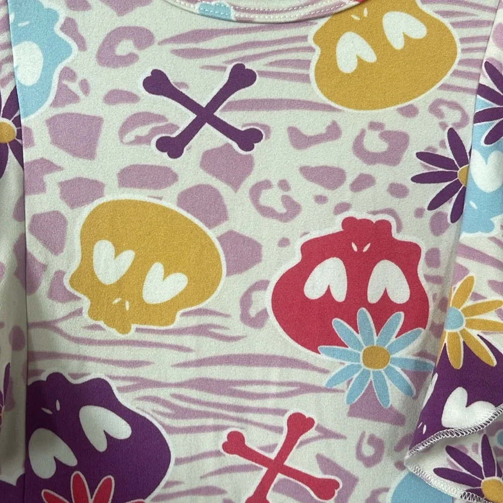 Dot Dot Smile Haunted Halloween Skull dress Girls 5/6 long sleeve and colorful